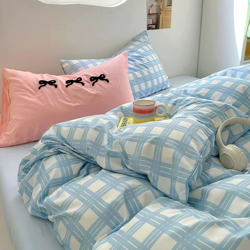 Blue Plaid Bedding Set