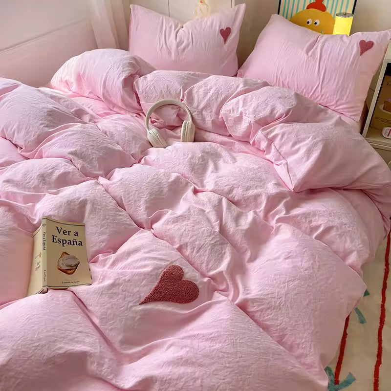 Pink Heart Pastel Bedding Set