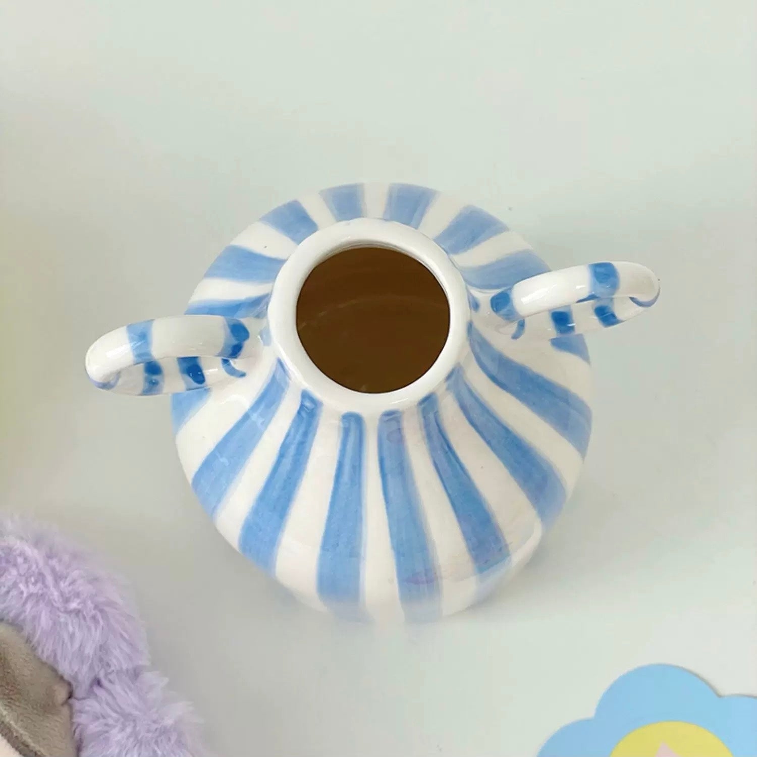 Pastel Striped Ceramic Vase