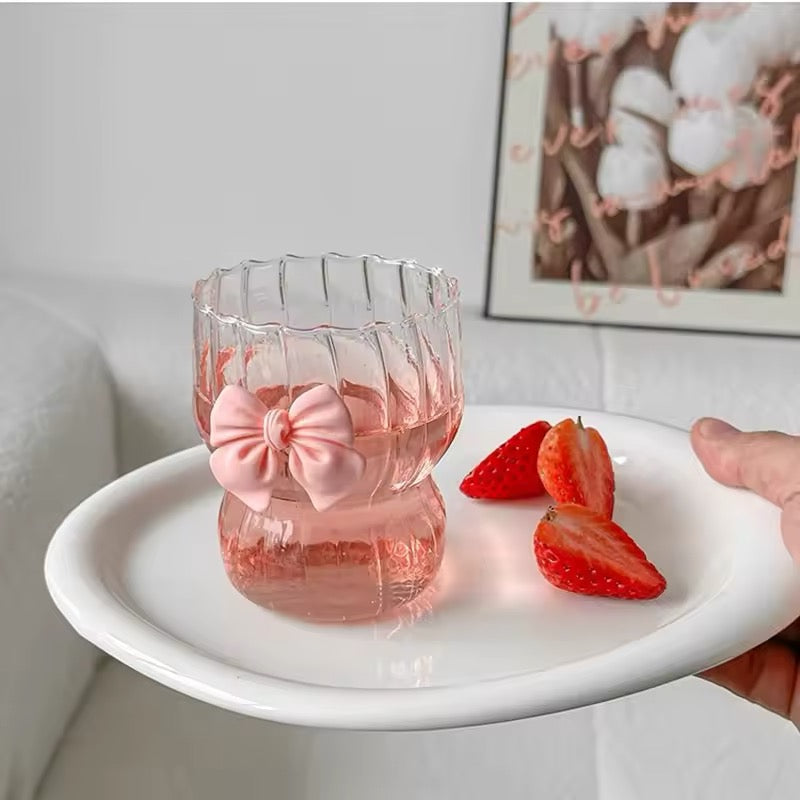 Coquette Pink Bow Glass Cup