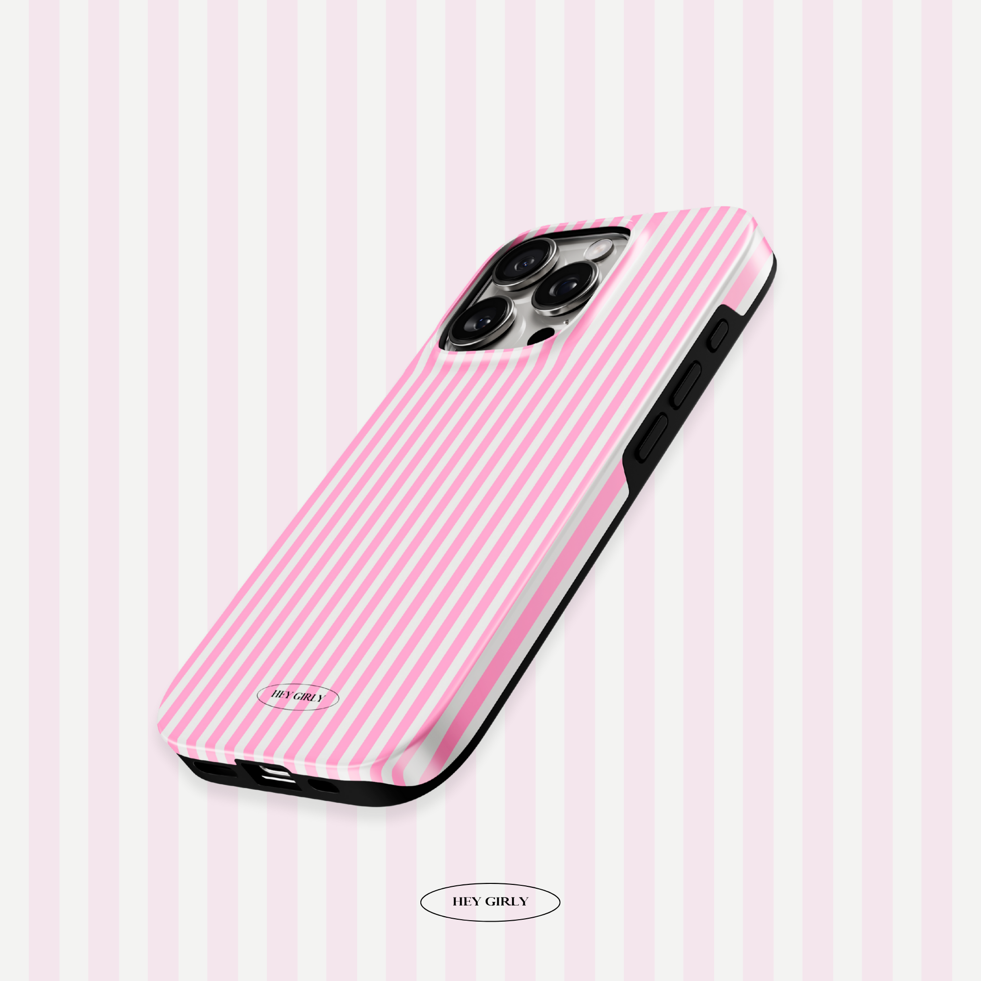 Preppy Pink Striped iPhone Case