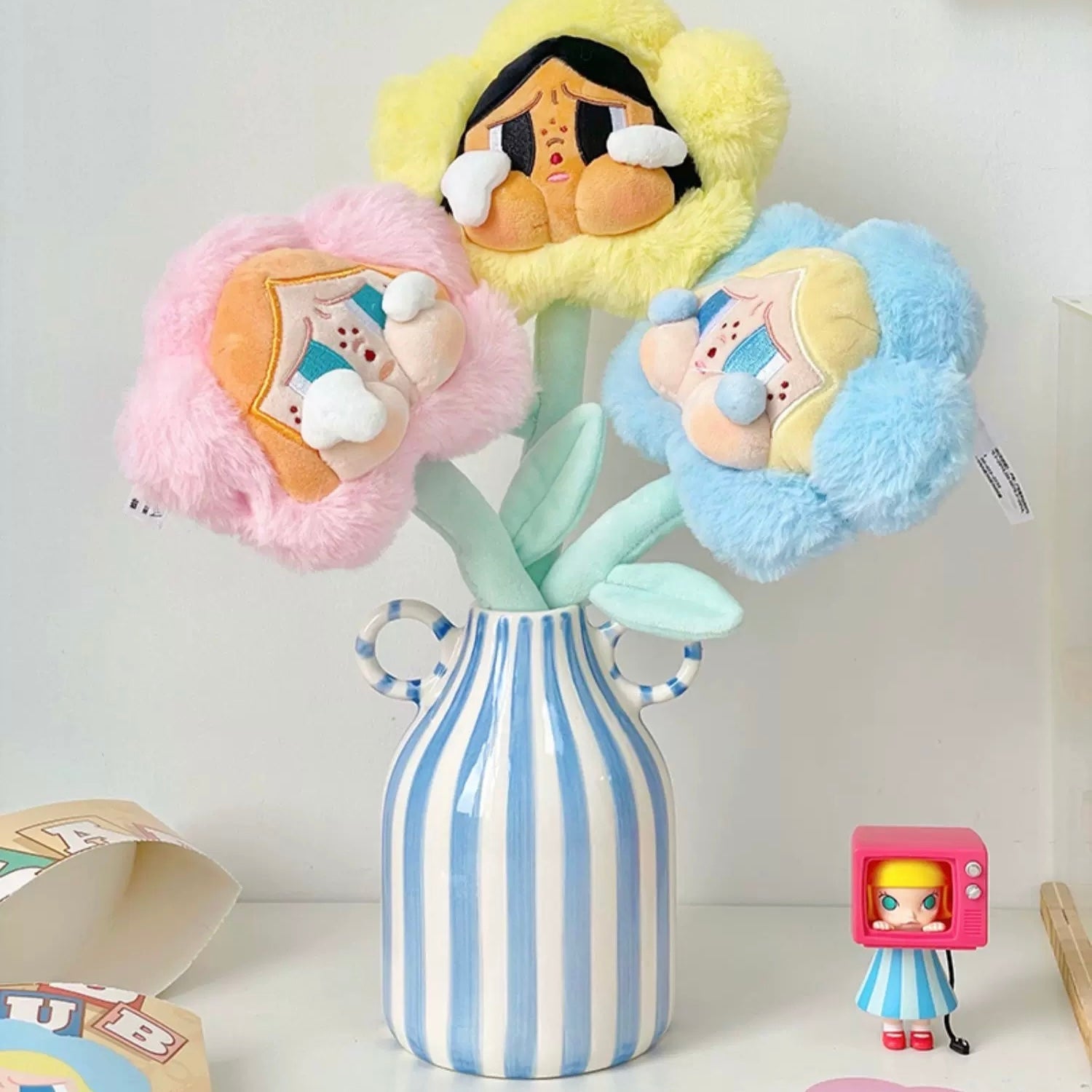 Pastel Striped Ceramic Vase