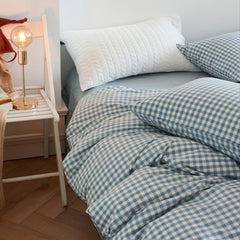 Cotton Small Gingham Bedding Set - Beige