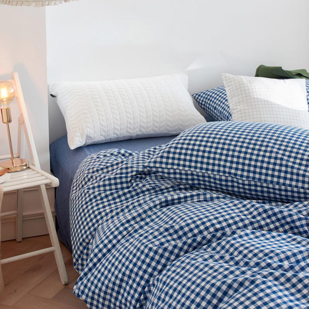 Cotton Small Gingham Duvet Cover - Beige