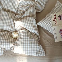 Cotton Small Gingham Bedding Set - Blue