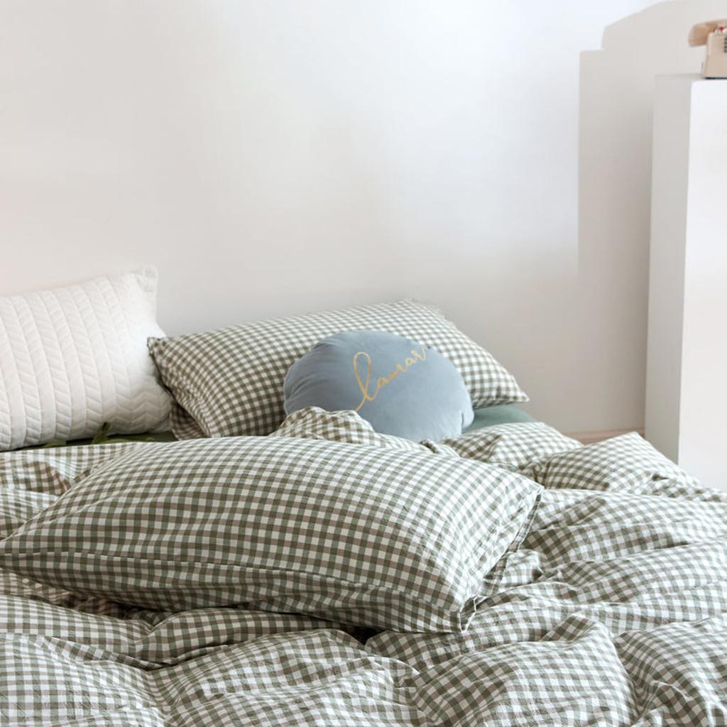 Green Gingham Duvet Cover Set