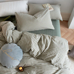 Green Gingham Duvet Cover Set