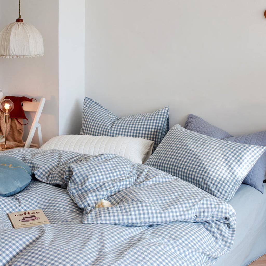 Cotton Small Gingham Duvet Cover - Red
