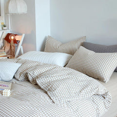 Cotton Small Gingham Duvet Cover - Yellow