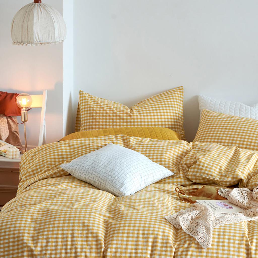 Cotton Small Gingham Duvet Cover - Yellow