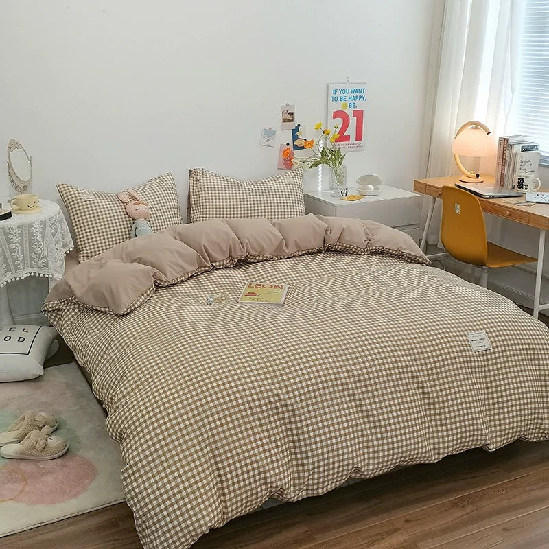 Gingham Plaid Duvet Cover Set