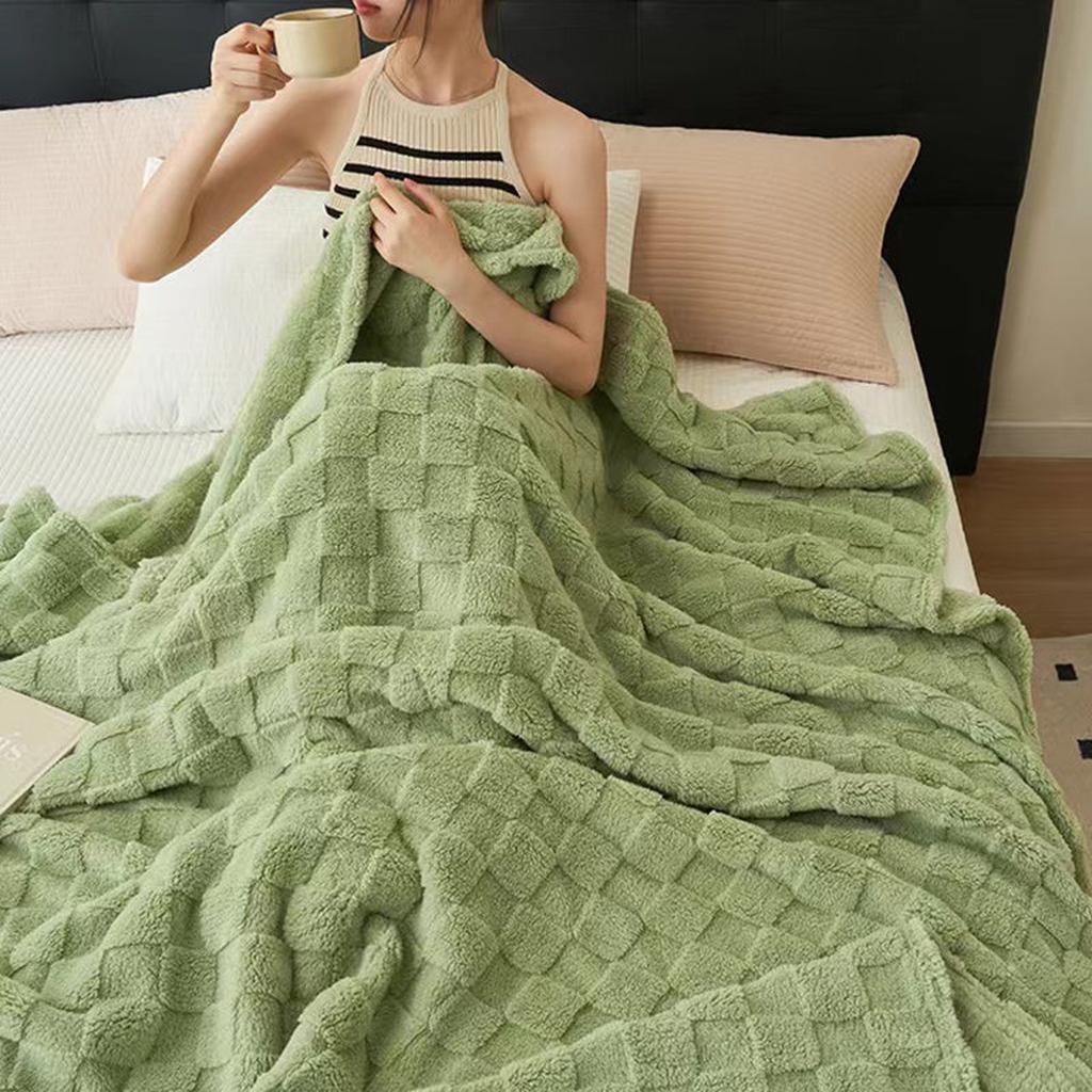 Cozy Plaid Fleece Blanket - Green