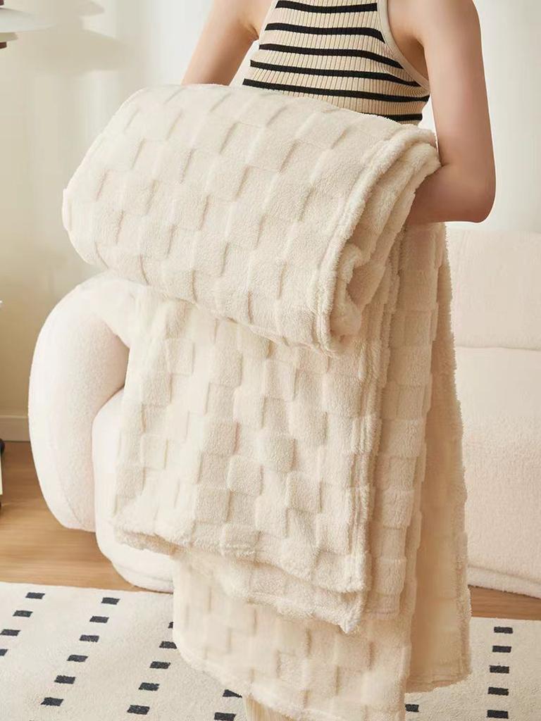 Cozy Plaid Fleece Blanket - Green