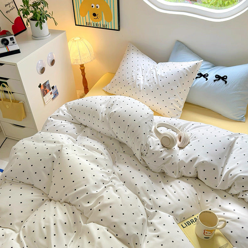 Yellow Polka Dot Bedding Set