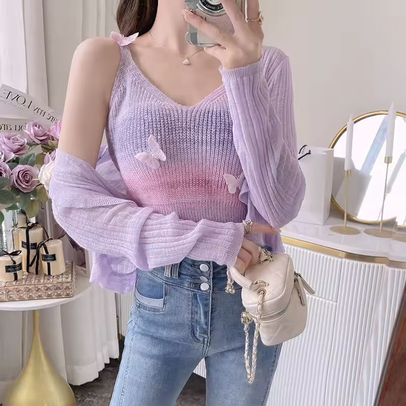 Gradient Butterfly Crop Top