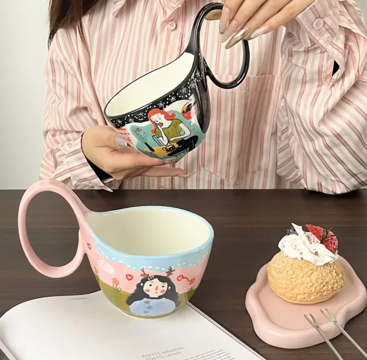 2 pcs Set Ceramic Coffee Mugs