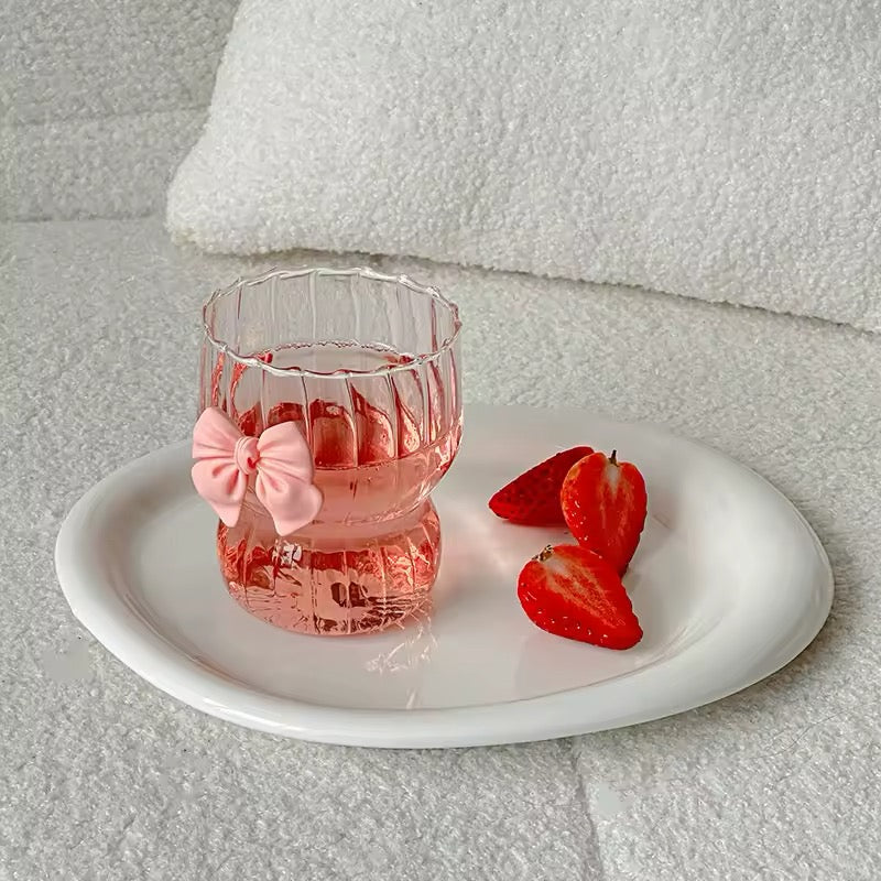 Coquette Pink Bow Glass Cup