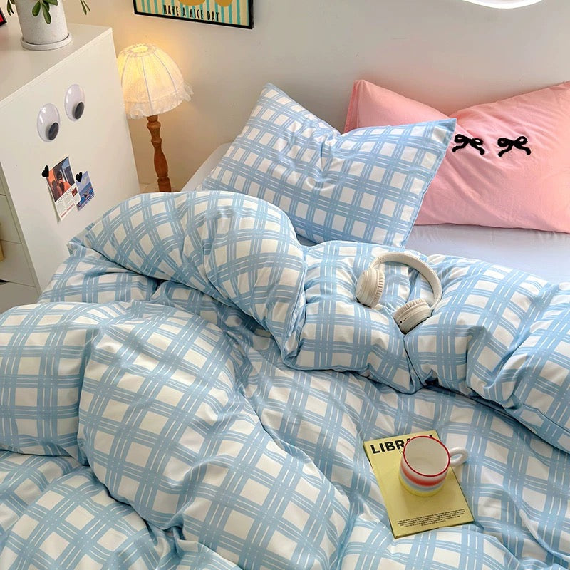 Blue Plaid Bedding Set