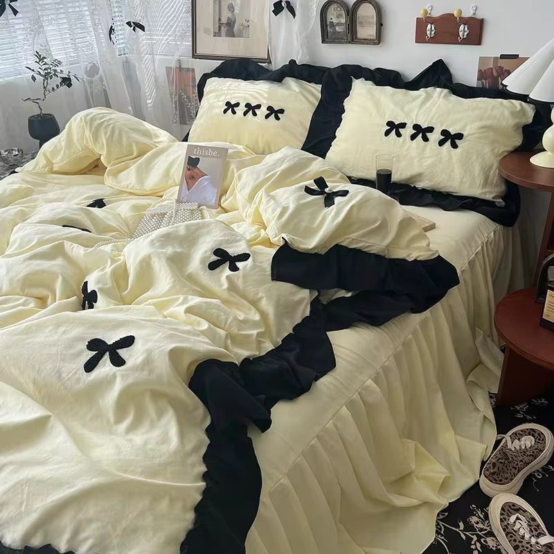 Aesthetic Pink Bedding Set with Bow