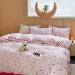 Cute Cherry Print Bedding Set - Pink
