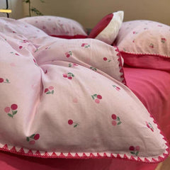 Cute Cherry Print Bedding Set - Pink