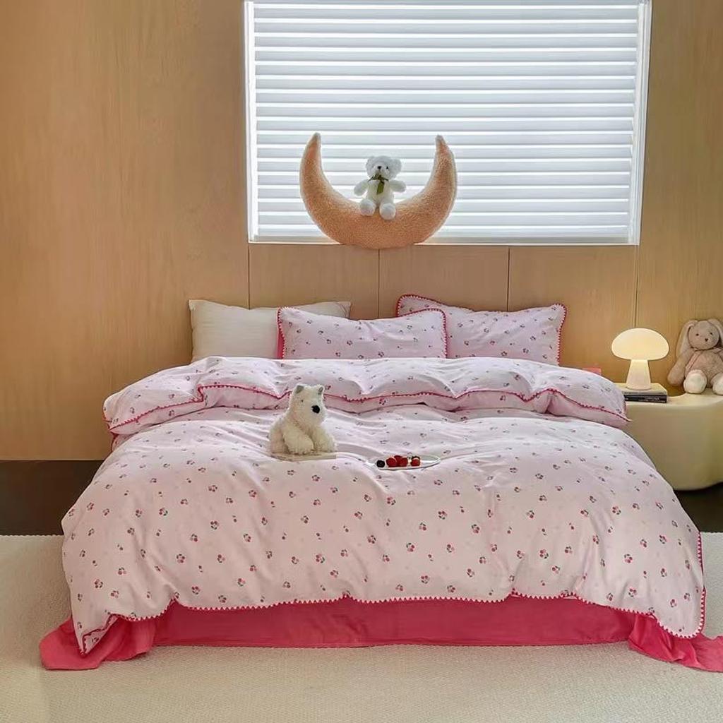 Cute Cherry Print Bedding Set - Pink