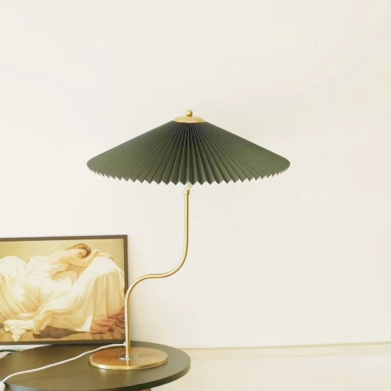Pleated Brass Table Lamp