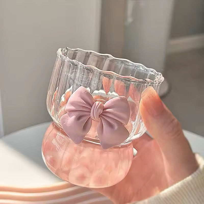 Coquette Pink Bow Glass Cup