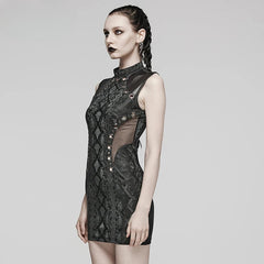 WomenPunk Snake-skin  Gothic Hollowed Out Dress