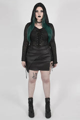 WomenSteam Irregular Personality Half Handsome Elastic Pu Leather Black Skirt