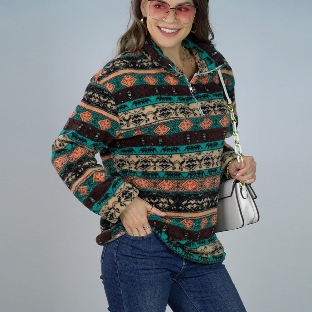 Grace Aztec Print Plush Sweatshirt