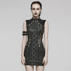WomenPunk Snake-skin  Gothic Hollowed Out Dress