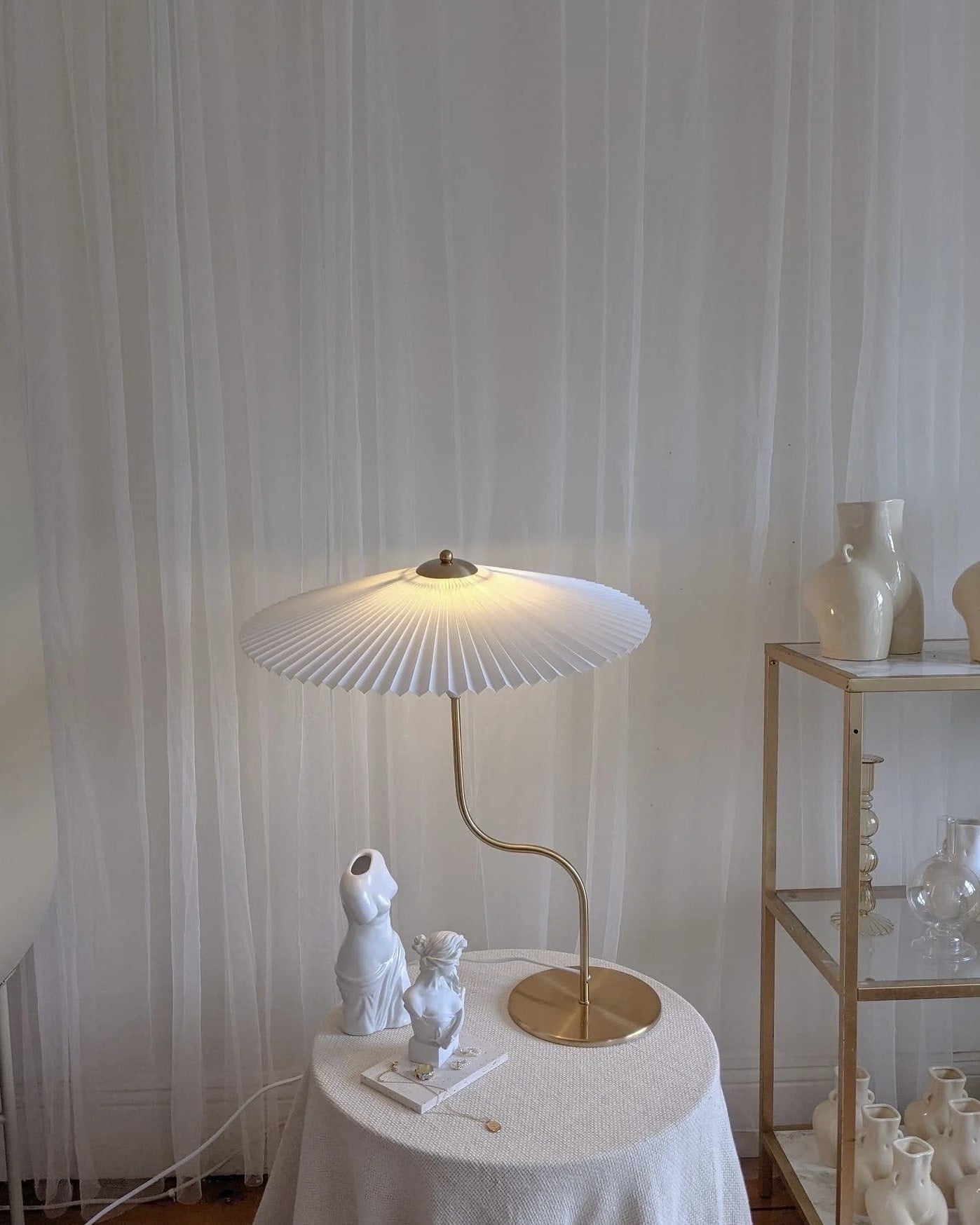 Pleated Brass Table Lamp