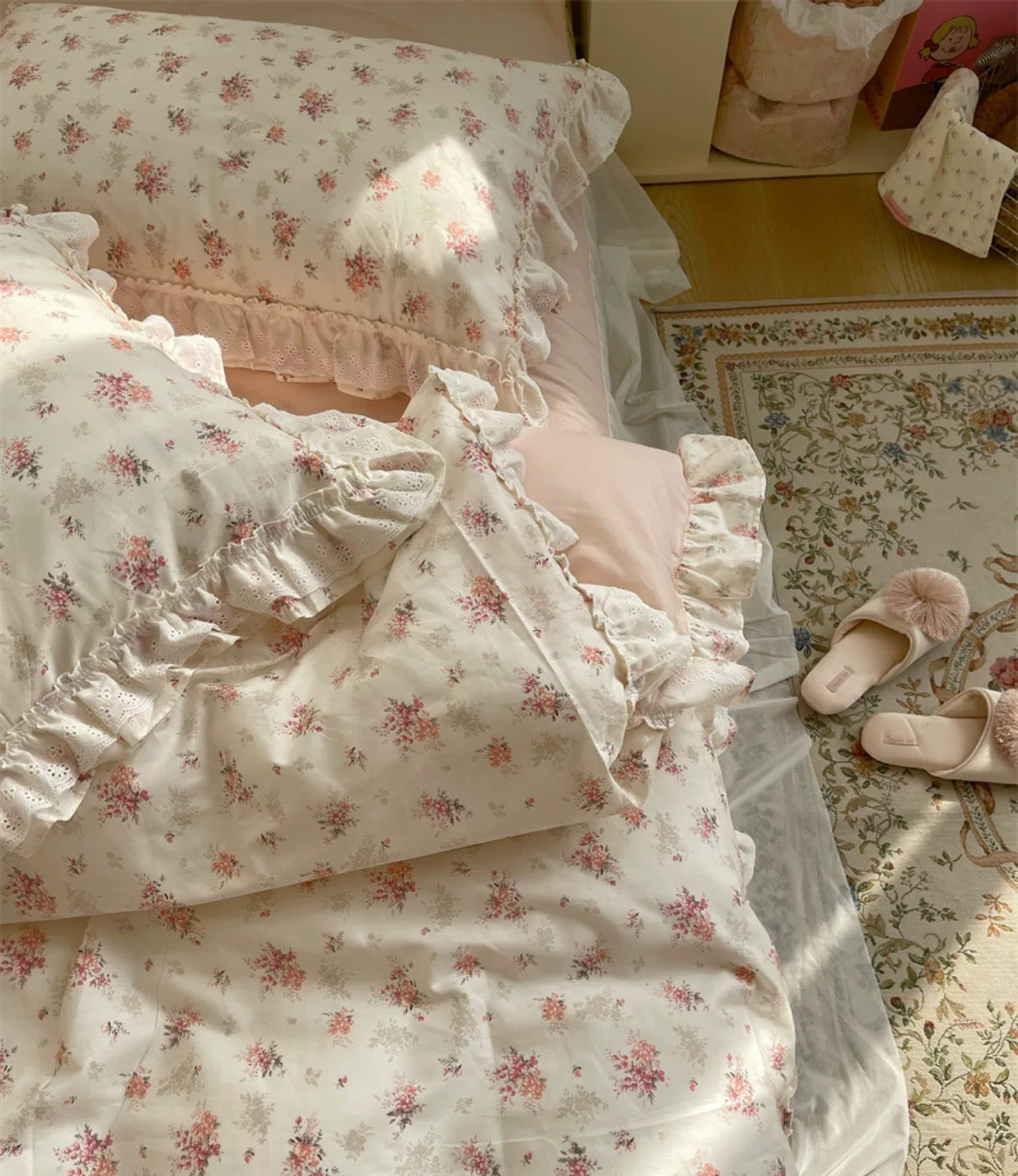 Pink Floral Duvet Cover Set
