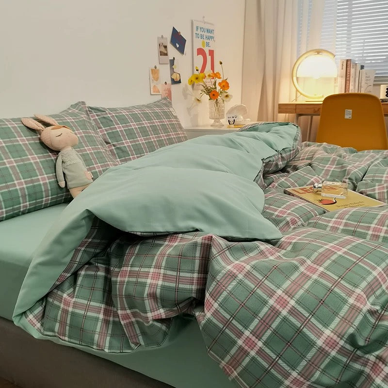 Gingham Plaid Duvet Cover Set