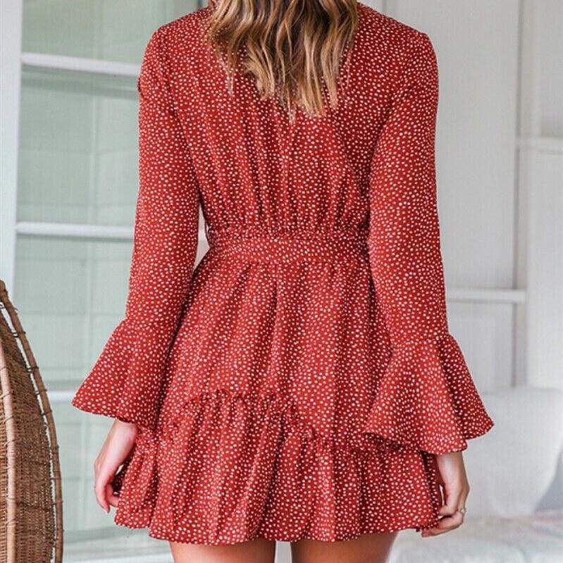 Fashion Boho Ruffle Floral Holiday Mini Sun Dress