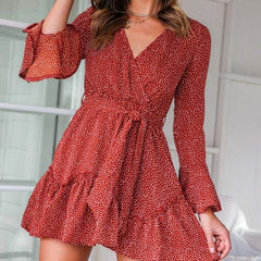 Fashion Boho Ruffle Floral Holiday Mini Sun Dress