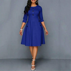 Fashion Retro Tunic 3/4 Long Sleeved Solid Bodycon Dresses