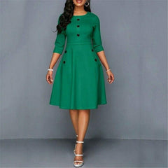 Fashion Retro Tunic 3/4 Long Sleeved Solid Bodycon Dresses