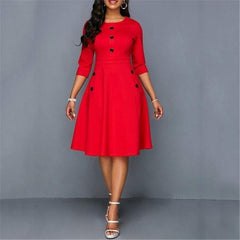 Fashion Retro Tunic 3/4 Long Sleeved Solid Bodycon Dresses