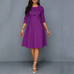 Fashion Retro Tunic 3/4 Long Sleeved Solid Bodycon Dresses
