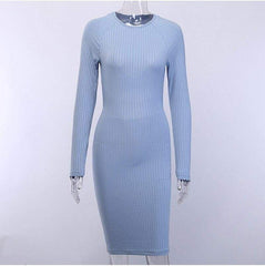 Fashion Sexy Formal Bodycon Midi Dress Elegant Long Sleeve Hollow out Solid Autumn Ladies Dresses Party Club Clubwear