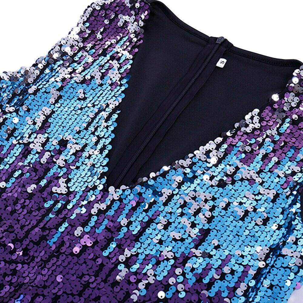 Fashion Summer Sleeveless V-Neck Bodycon Sequin Party Short Mini Dress Ladies High Waist New Sexy Party Dress