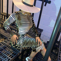 Fashion WomenLong Sleeve Bodycon Dress Sexy Ladies High Neck Party Slim Fitness Leopard Printed Dresses