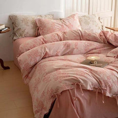 Floral Jacquard Bedding Set with Bow Tie - Khaki