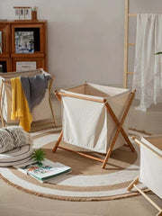 Foldable Cotton Canvas Household Laundry Hamper