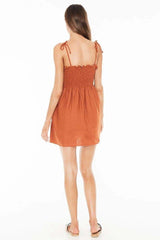 Front-breasted White Elastic Waist Sling Strap Dress