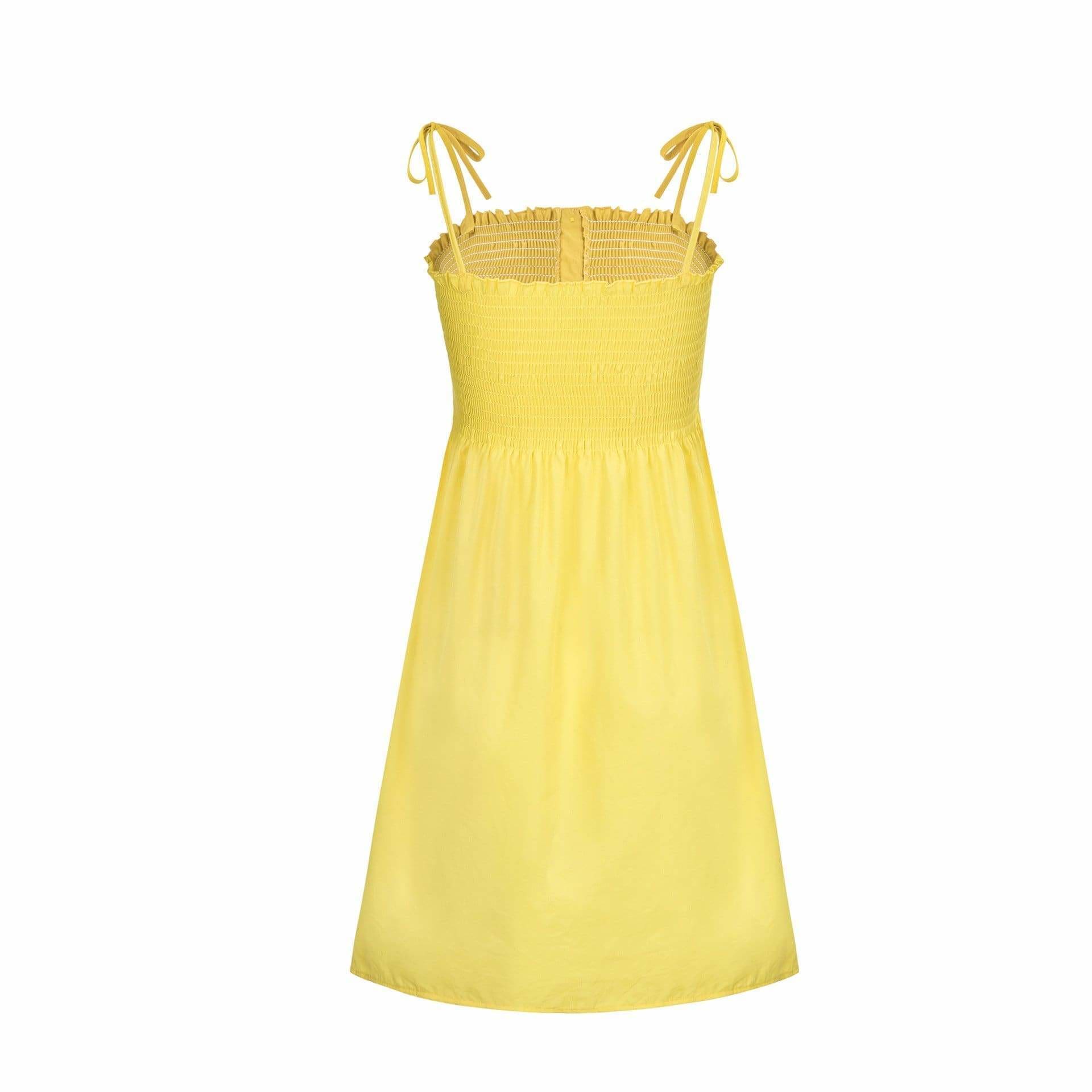 Front-breasted White Elastic Waist Sling Strap Dress