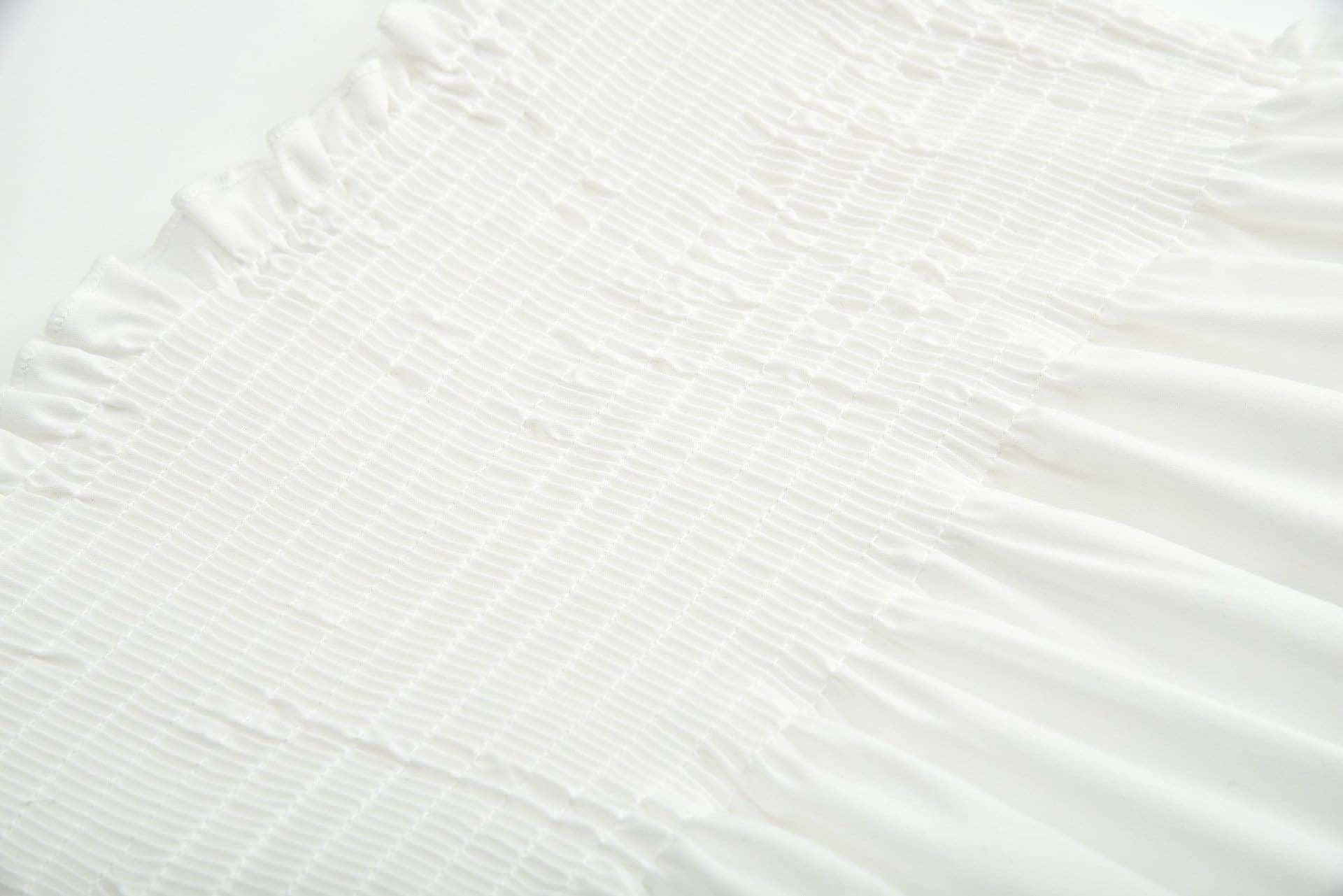 Front-breasted White Elastic Waist Sling Strap Dress