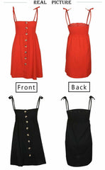 Front-breasted White Elastic Waist Sling Strap Dress